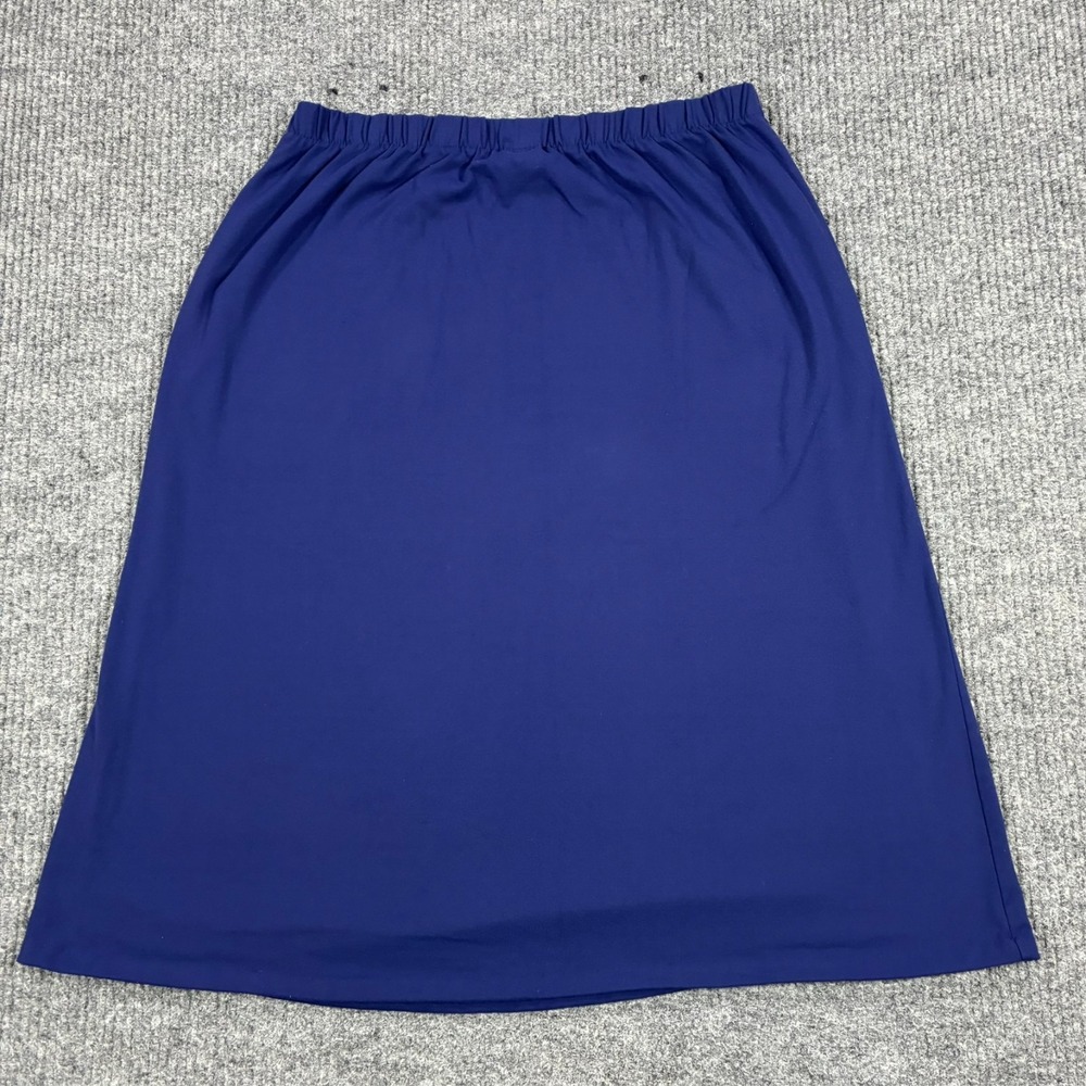 TravelSmith Blue Pull On Travel Skirt Womens XL Elastic Waist Lightweight Midi